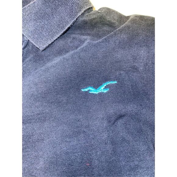 VTG Hollister Polo Shirt, Collared Long Sleeve Shirt, Navy Blue Mens XL A22 - Picture 2 of 6